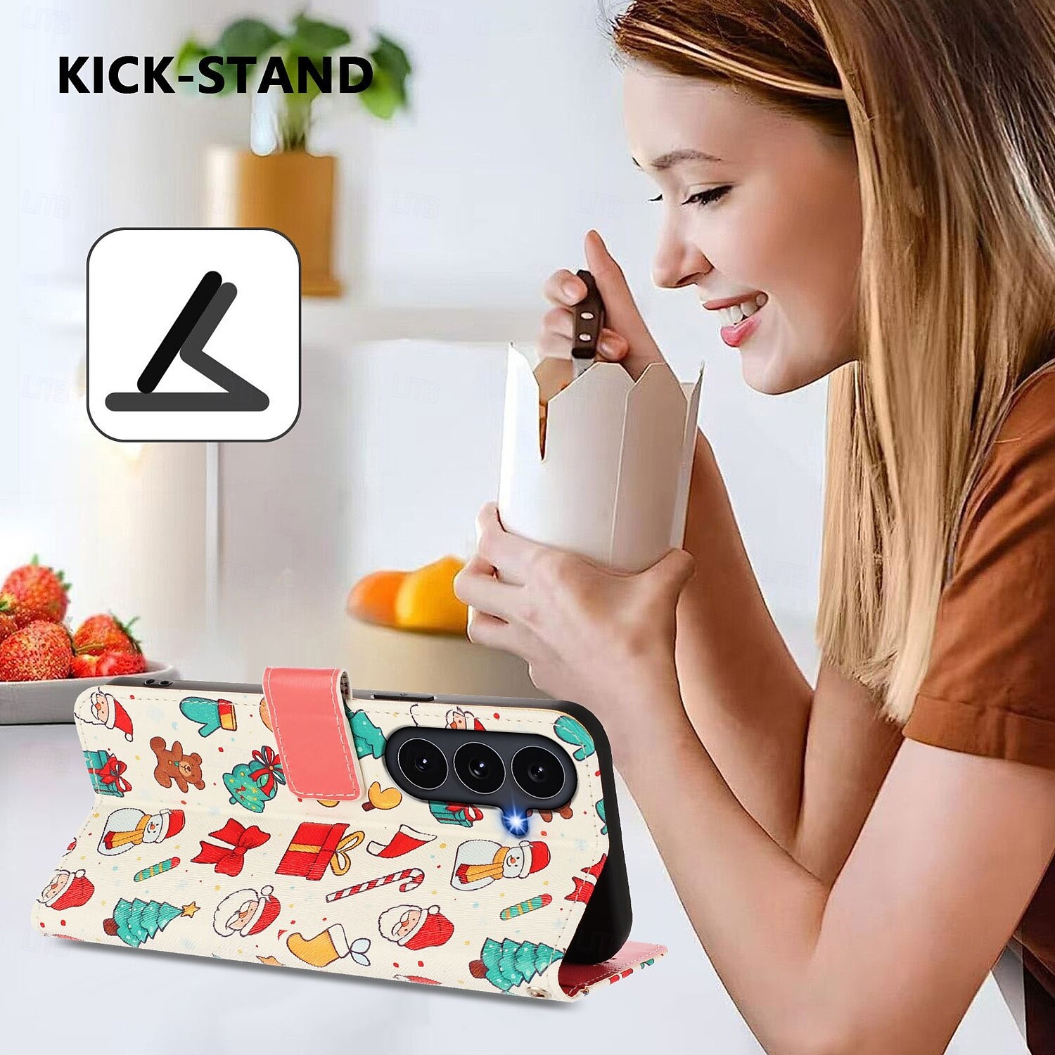 telefone Capinha Para Samsung Galaxy S25 Ultra S24 Ultra S23 Ultra A72 A52 Capa traseira Com Suporte com pulseira Slot para cartão Natal PC de 2025 por $10.99 –P3