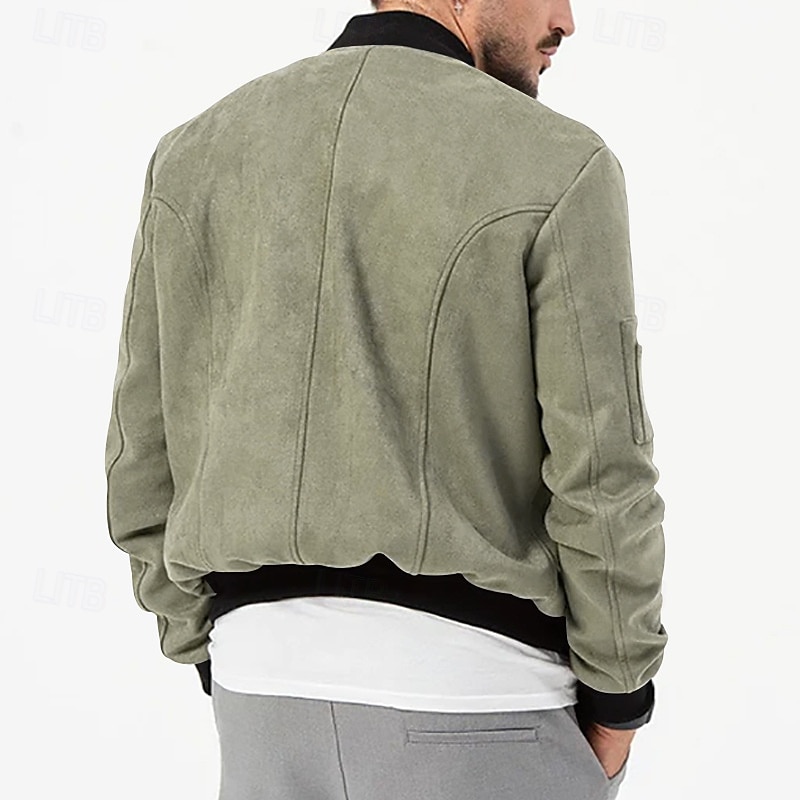 Per uomo Giubbotto bomber Giacca Casual Giacca in camoscio Vacanza Quotidiano Caldo Tasca Autunno Inverno Semplice Moda Classico Collo alla coreana Regolare Nero Rosso Blu marino Marrone Verde Giacca del 2025 a $36.99 –P19