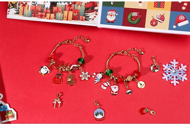 Christmas Advent Calendar Bracelets 2025 for Girls, 24 Days DIY Jewelry Making Kit with 22 Charm Beads and 2 Adjustable Bracelets, Xmas Countdown Gift for Kids Teens Women 2025 - $18.49 –P2