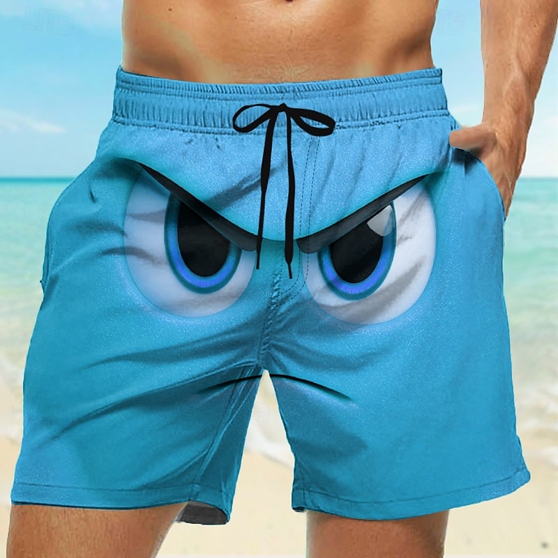 Herr 3D-seriefigur Le ansikte Stora ögon Badshorts Boardshorts Medium Midja Rolig Utomhus Semester Vardag Sidfickor Mesh foder Elastisk dragsko i midjan Designer Kläder 2025 - $19.99 –P4