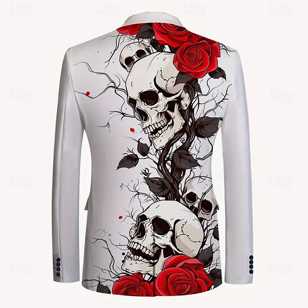 Herren Mantel Blazer Outdoor Straßenfest Casual Täglich Alle Jahreszeiten 100% Polyester Coole Schädel Rose 3D Druck Knöpfe Thermisch Warm Bequem Einfacher Blazer Rot 2026 - $85.99 –P4