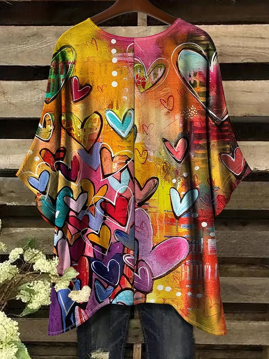 Pentru femei Bluză Asimetric Grafic Geometric Epocă Zilnic Casual Manșon Jumate Mâneci Lejere Stil Nautic Topuri lungi Zilnic Concediu Costum de plajă Albastru piscină Negru Galben Curcubeu Var 2026 - $26.99 –P6