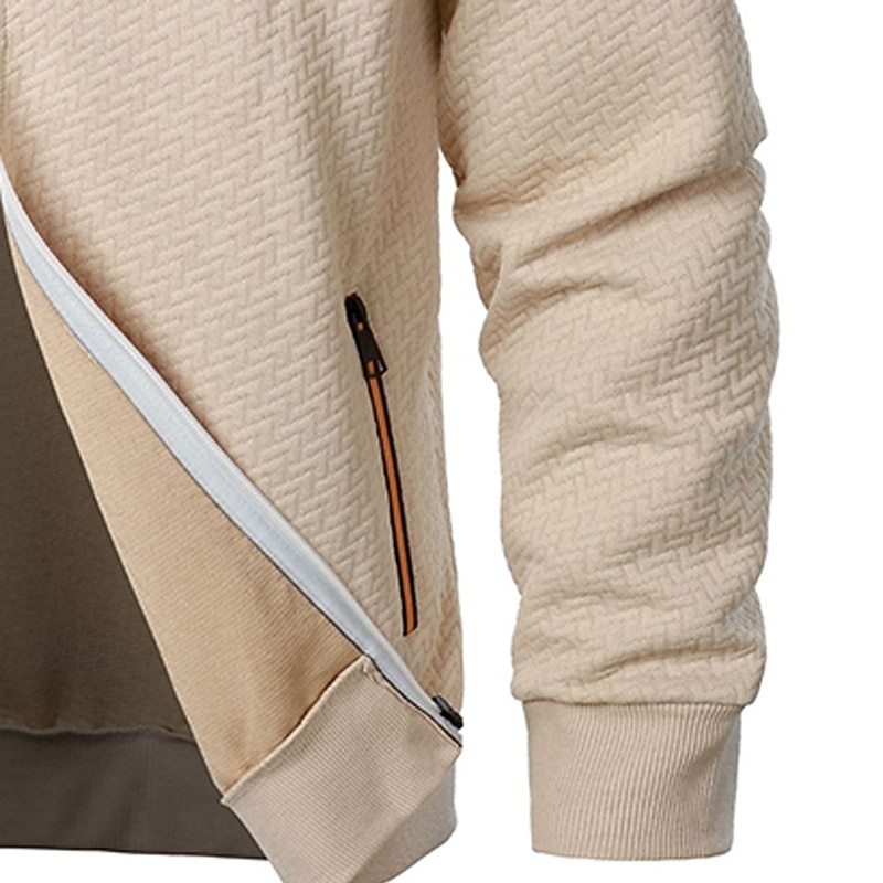 Voor heren Sweatshirt Sweatshirt met volledige ritssluiting Rode Wijn Zwart Marineblauw Khaki Grijs Opstaande boord Effen Met Textuur Sport & Outdoor Casual Dagelijks Streetwear Stoer Sportkleding 2026 - $24.99 –P8