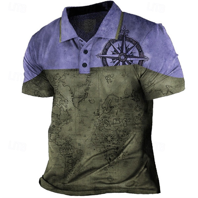 Homme Nautique Polo Chemise de golf Manche Courte Polos Chemises à Col ancien Occasionnel Vêtements de vacances Vêtements de bateau Tenues de fête Boutons Impression 3D Bleu Bleu Poudré Violet de 2026 ? $23.99 –P5
