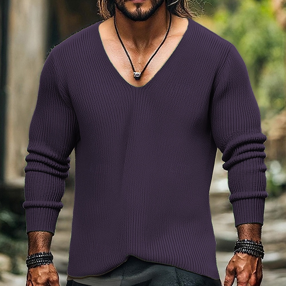 Per uomo Maglione Maglione a maglia A Coste Maglia Top Regolari Lavorato a maglia Semplice Scollo a V Moda Essenziale Vacanza Abbigliamento quotidiano Abbigliamento Autunno Inverno Nero Blu S M L del 2026 a $44.99 –P5