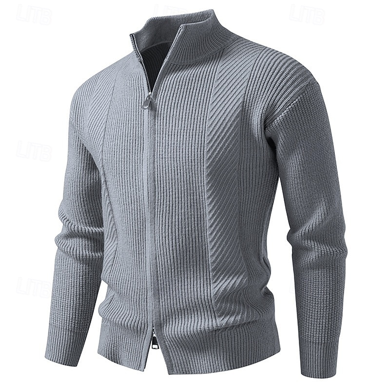 Per uomo Felpa Cardigan A Coste Maglia Corto Lavorato a maglia Tinta unica Collo Alto Vacanza Moda Casuale Abbigliamento quotidiano Abbigliamento Primavera & Autunno Nero Rosso M L XL del 2026 a $43.99 –P3