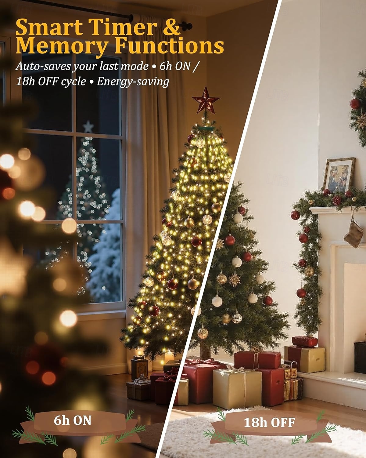 Christmas Tree Lights, LED Christmas Lights with 8 Light Modes, Outdoor Christmas Light with Timing Function for Christmas Decorations 2025 - CAD $21.36 –P3