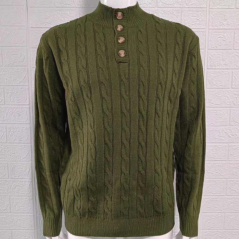 Herren Pullover Strickpullover Gerippt Stricken Normale Oberteile Knöpfe Gestrickt Einfach Henley Mode Basic Urlaub Alltagskleidung Bekleidung Herbst Winter Schwarz Weiß M L XL 2026 - $44.99 –P8