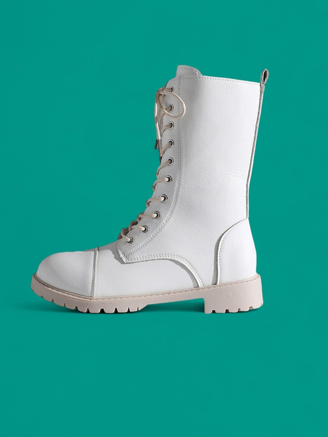 Botas de combate femininas brancas com cadarço e zíper lateral, calçados urbanos estilosos de 2025 por $32.99 –P3