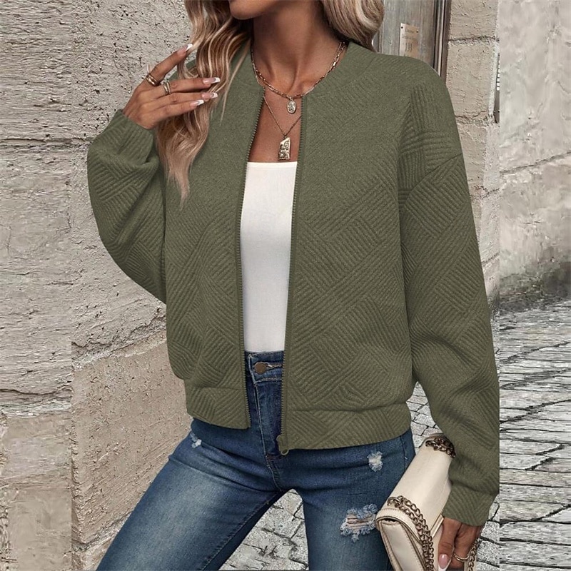Per donna Cappotto Giacca Casual Confortevole Traspirante Cerniera Tasca Moda Moderno Casual Semplice Uscire Weekend Cerniera Regolare Collo alla coreana Vestibilità regolare Manica Lunga Capispalla del 2025 a $23.99 –P13