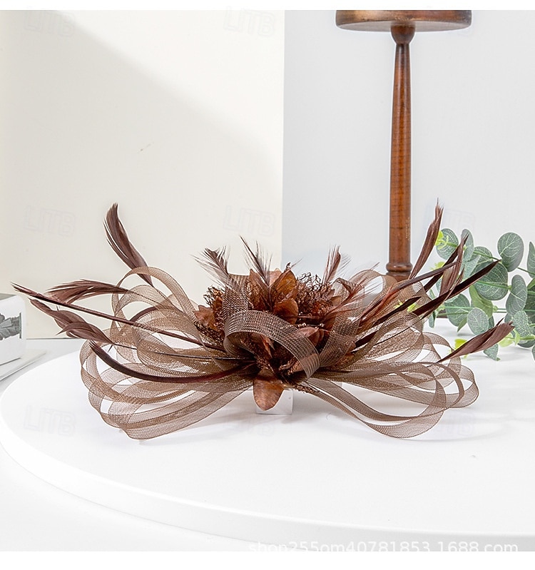 eleganti fascinator di piume da donna - eleganti copricapi per Gatsby - feste a tema e occasioni speciali del 2025 a $14.99 –P4