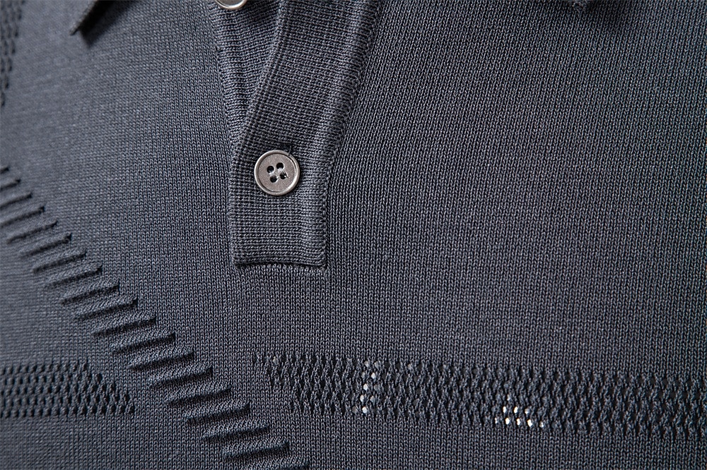 Herre Pullover genser Strikke Vanlige topper Jacquard Knapper Helfarge Polokrage Elegant Årgang Skole Hjem Klær Vår Høst Mørk Marineblå Kakifarget S M L 2026 - $35.99 –P21