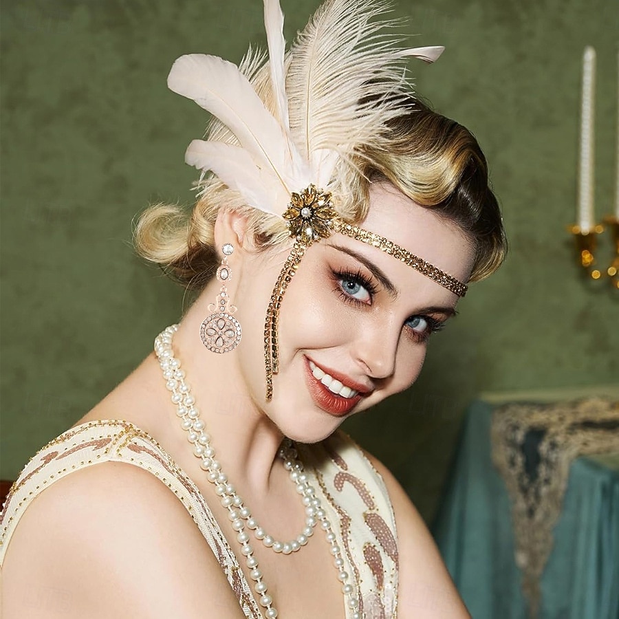 Cerchietto con piume da donna anni '20 con fiore di strass - accessorio per capelli vintage in stile flapper in stile Gatsby del 2025 a $24.99 –P2