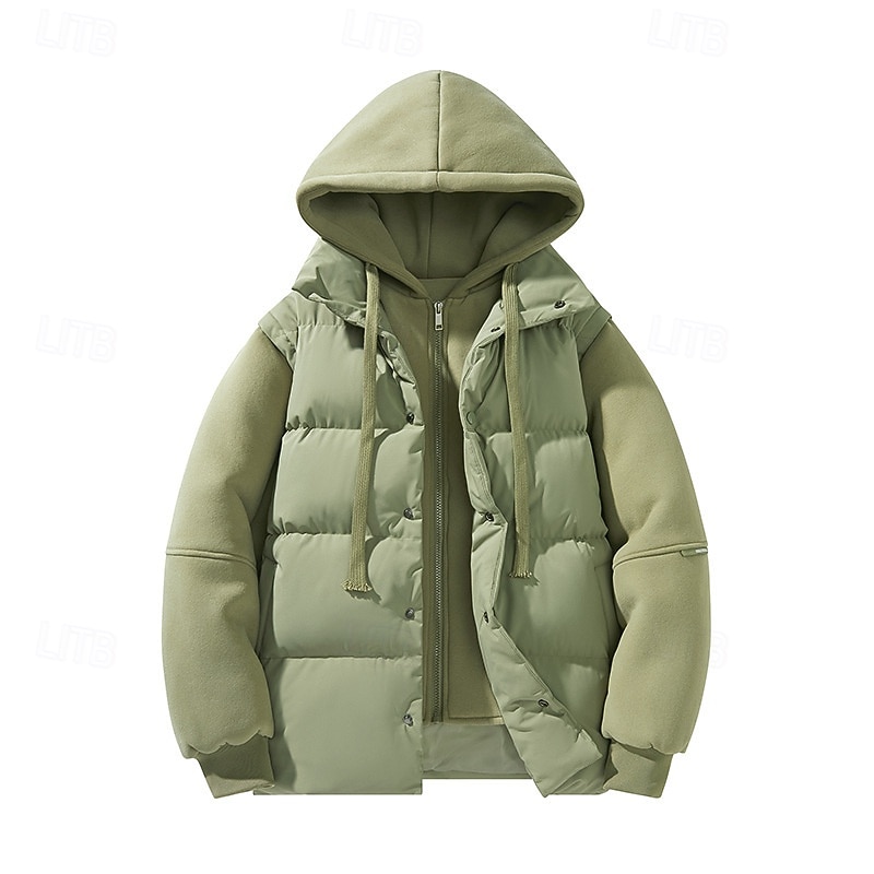Herr Vinterkappa Pufferjacka Vadderad jacka Ficka Polyester Semester Dagliga kläder Datum Normal Mode Ledigt Bekväm Håller värmen Vinter Enfärgad / vanlig färg Svart Vit Ljusgrön Röd Pufferjacka 2025 - $60.99 –P13