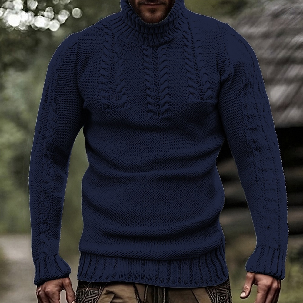 Herren Pullover Strickpullover Gerippt Stricken Normale Oberteile Gestrickt Einfach Rollkragen Mode Basic Urlaub Alltagskleidung Bekleidung Herbst Winter Schwarz Weiß S M L 2026 - $43.99 –P6