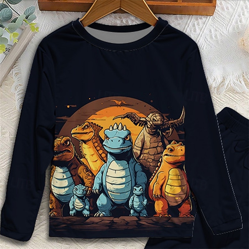 Para Meninos 3D Dinossauro Conjuntos de pijama Conjuntos de pijama com camiseta e calça Manga Longa Impressão 3D Outono Inverno Ativo Básico Infantil 4 anos + Gola Redonda Casa Diário Normal de 2025 por $16.99 –P10