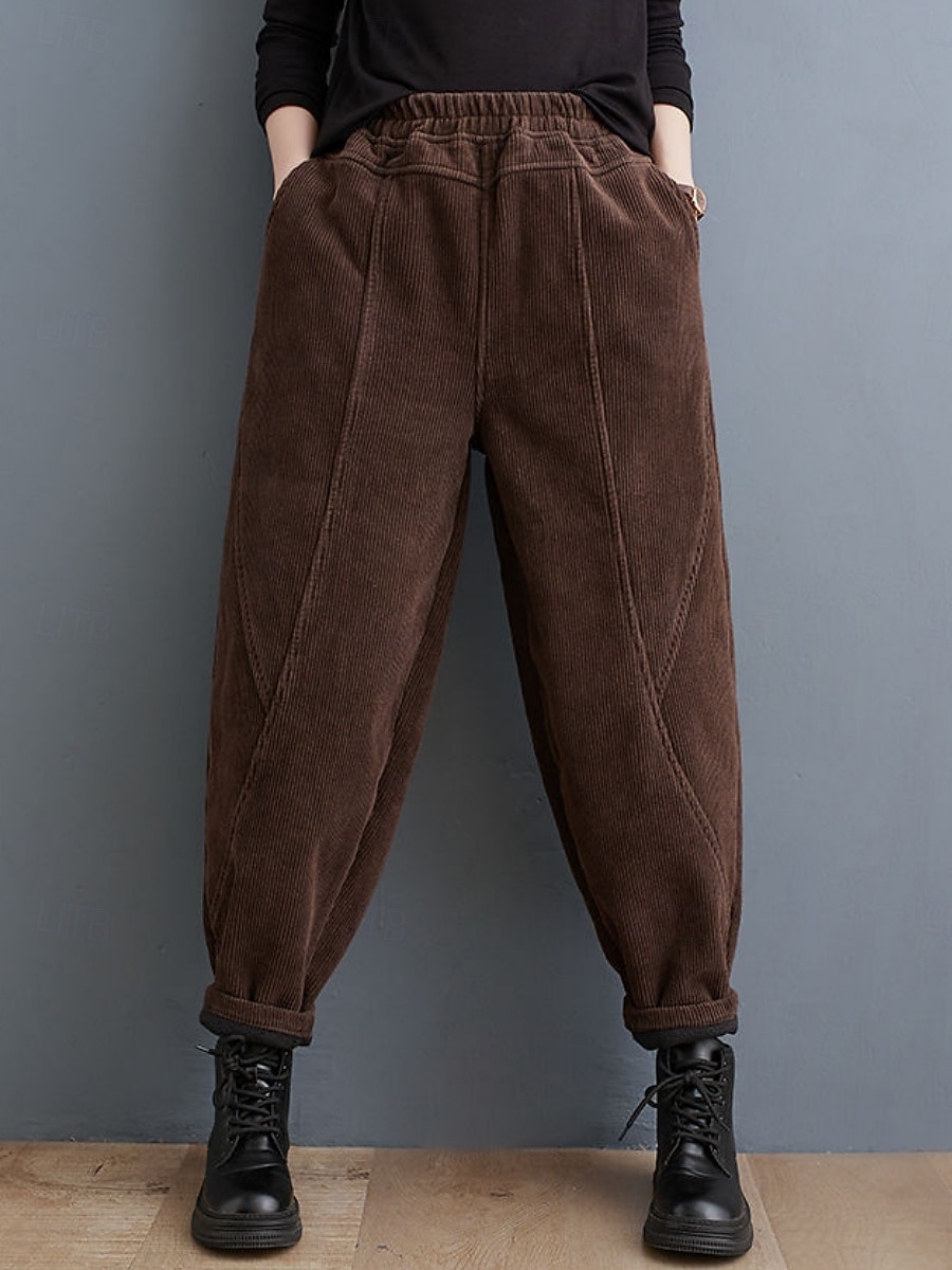 Mujer Chinos Vacaciones Moda Casual Longitud total Alta cintura Plano Bolsillo Cintura elástica Confortable Suave Cómodo Microelástico Exterior Calle Negro Morado Verde Trébol Café Primavera Otoño 2025 - $26.99 –P9