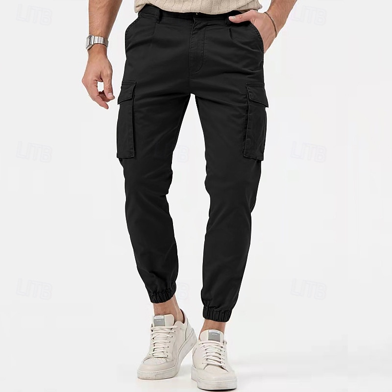 Men's Cargo Pants Joggers Trousers Buttons Multi Pocket Plain Wearable Outdoor Daily Camping & Hiking Fashion Classic Black White 2026 - $25.99 –P2