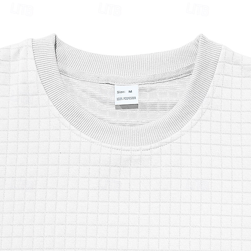 Voor heren Wafel Shirt T-shirt past 2 stuks outfits T-shirt en korte broek Korte mouw Strakke ronde hals Zomer Effen Modieus Casual Jacquard 2-stuks Vakantie Alledaagse kleding Uitgaan Zwart Wit Khaki 2025 - $36.99 –P9