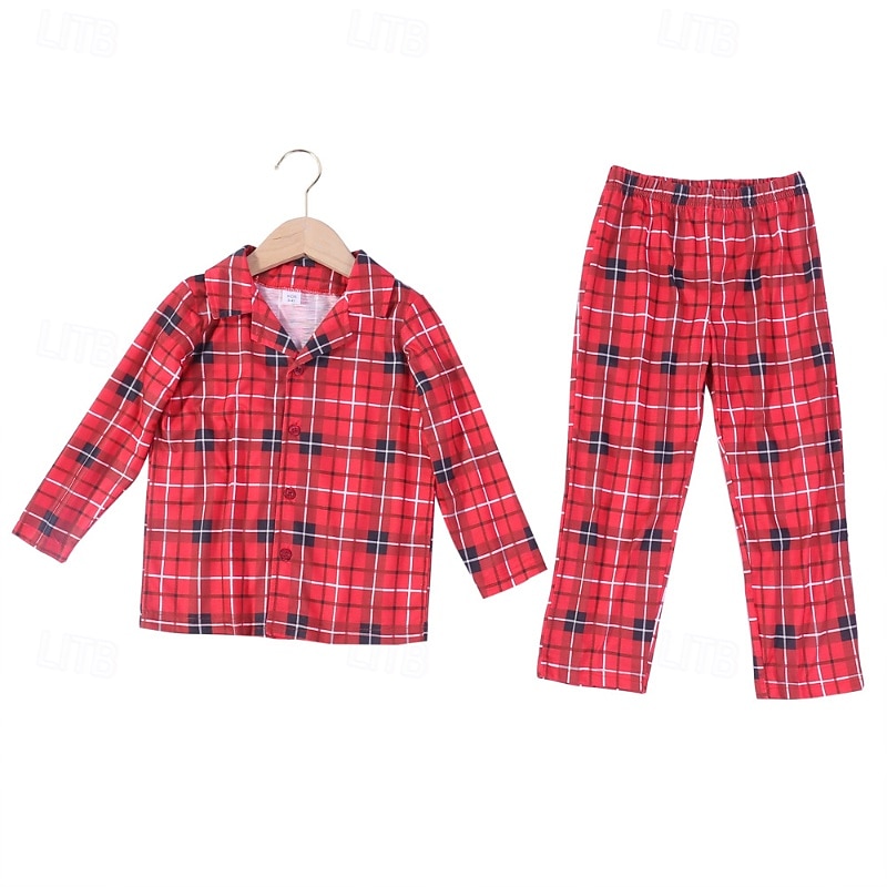 Olhar de família Pijamas Xadrez Casa Imprimir Vermelho Manga Longa Ativo Roupas Combinando de 2025 por €23.72 –P6