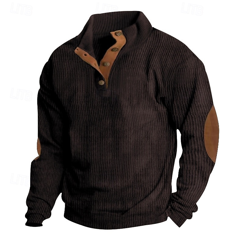 Per uomo Maglia Velluto a coste Felpa con cappuccio Maglione Felpa con cappuccio abbottonata Aalbicocca Blu denim Nero Bianco Verde militare Colletto Mao Semplice Patchwork Sport & Outdoor Casuale del 2025 a $23.99 –P1
