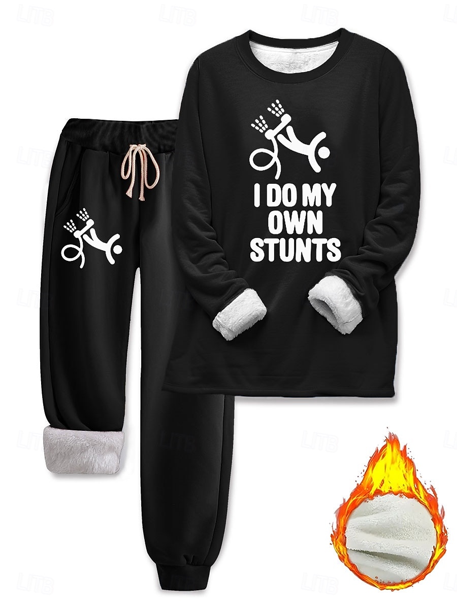 Femmes Élégant Chaud Mode Ensembles deux pièces Survêtement Ensembles de Pantalons manche longue Manche Évêque Col ras du cou Col rond Graphique Géométrique Lettre Imprimé Extérieur Vacances Quotidien de 2025 ? $44.99 –P3