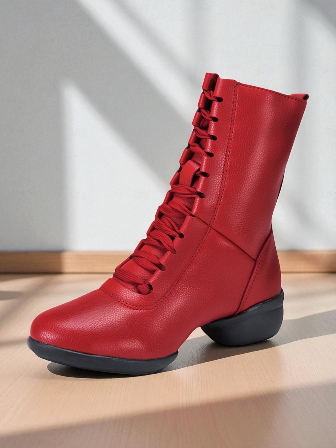 Women's Red Lace-Up Dance Boots - Soft Sole Ankle Boots with Side Zipper for Jazz, Practice and Performance 2025 - $42.99 –P2