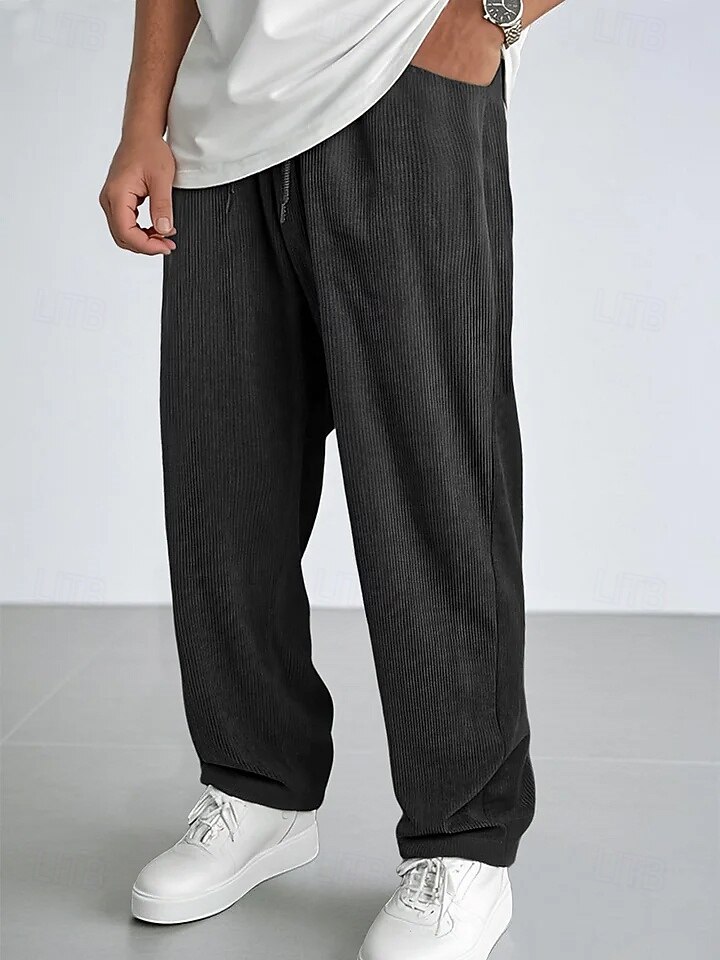 Per uomo Pantaloni da tuta Pantaloni Pantaloni in velluto a coste Pantaloni casual Coulisse Elastico in vita Gamba Dritta Tinta unica Semplice Traspirante Lunghezza intera Casuale Quotidiano Uscire del 2026 a $25.99 –P6