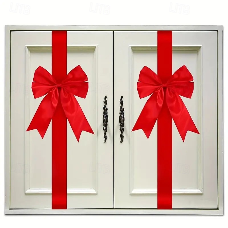 4PCS Christmas Bow and Ribbon Set – Double-Sided Tape Included, No Assembly Needed, Reusable Non-Electric Door and Cabinet Decorations for Christmas and Halloween 2025 - $24.99 –P5