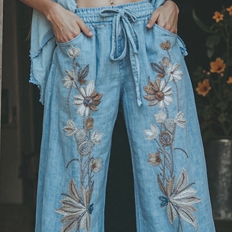 Per donna Gamba larga Pantaloni Pantaloni Palazzo Moda Boho Lunghezza intera Vita Alta Fiore Coulisse Elastico in vita Stampato Traspirabilità Confortevole Streetwear Abbigliamento quotidiano Uscire del 2025 a $20.99 –P3