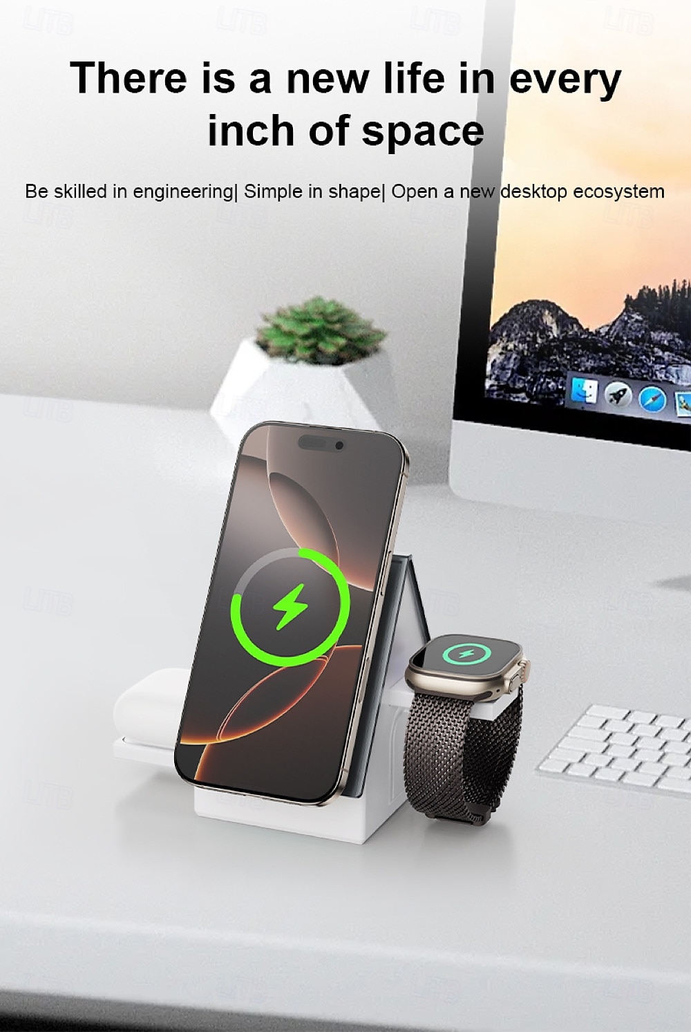 2025年 ワイヤレスチャージャー ワイヤレス充電パッド ワイヤレス充電スタンド 折りたたみ式充電ステーション MagSafe ユニバーサル 磁石バックル 用途 携帯電話 Apple Watch Series 4 AppleWatchシリーズSE / 6/5/4/3/2/1 Apple Watch Series 3  コレクション – $39.99 –P10