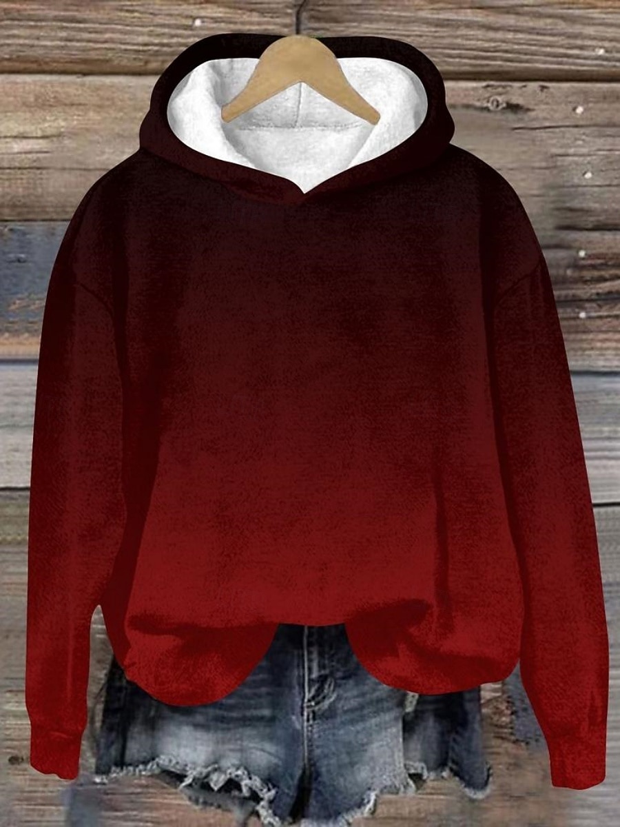 Damen Kapuzenpullover Grafik Streetwear Lässig Langarm Mit Kapuze Normale Oberteile Straße Ferien Tasche Druck Wein Marineblau Blau Purpur Grau Herbst Winter 2025 - $22.99 –P6