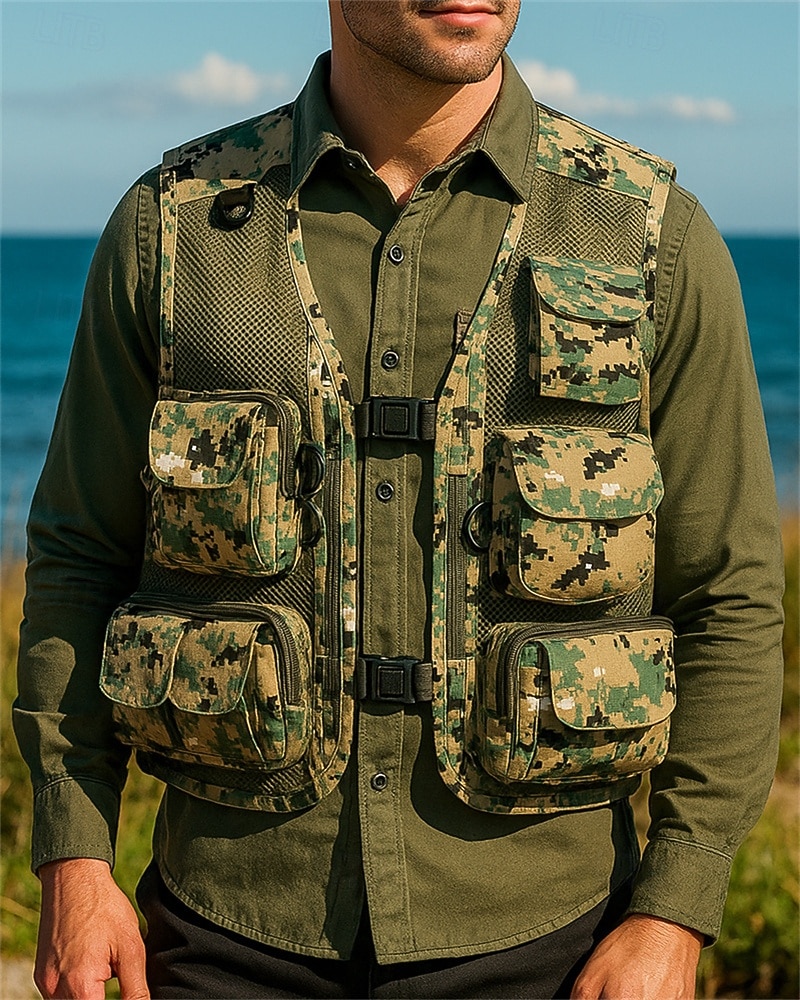 Herren Anglerweste Wanderweste Ärmellos Weste Außen Leicht Atmungsaktiv Reißverschluss Mehrere Taschen Polyester Schwarz Armeegrün Rot Jagd Angeln Klettern 2025 - $25.99 –P8