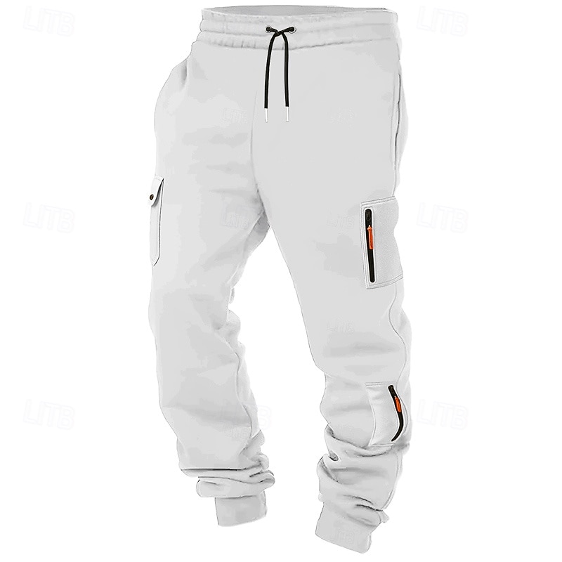 Herre Joggebukser Jogger Bukser Cargo joggebukse Snorer Lomme Elastisk midje عادي Komfort Sport & Utendørs Daglig Mote Fritid Svart Hvit Mikroelastisk 2026 - $21.99 –P4