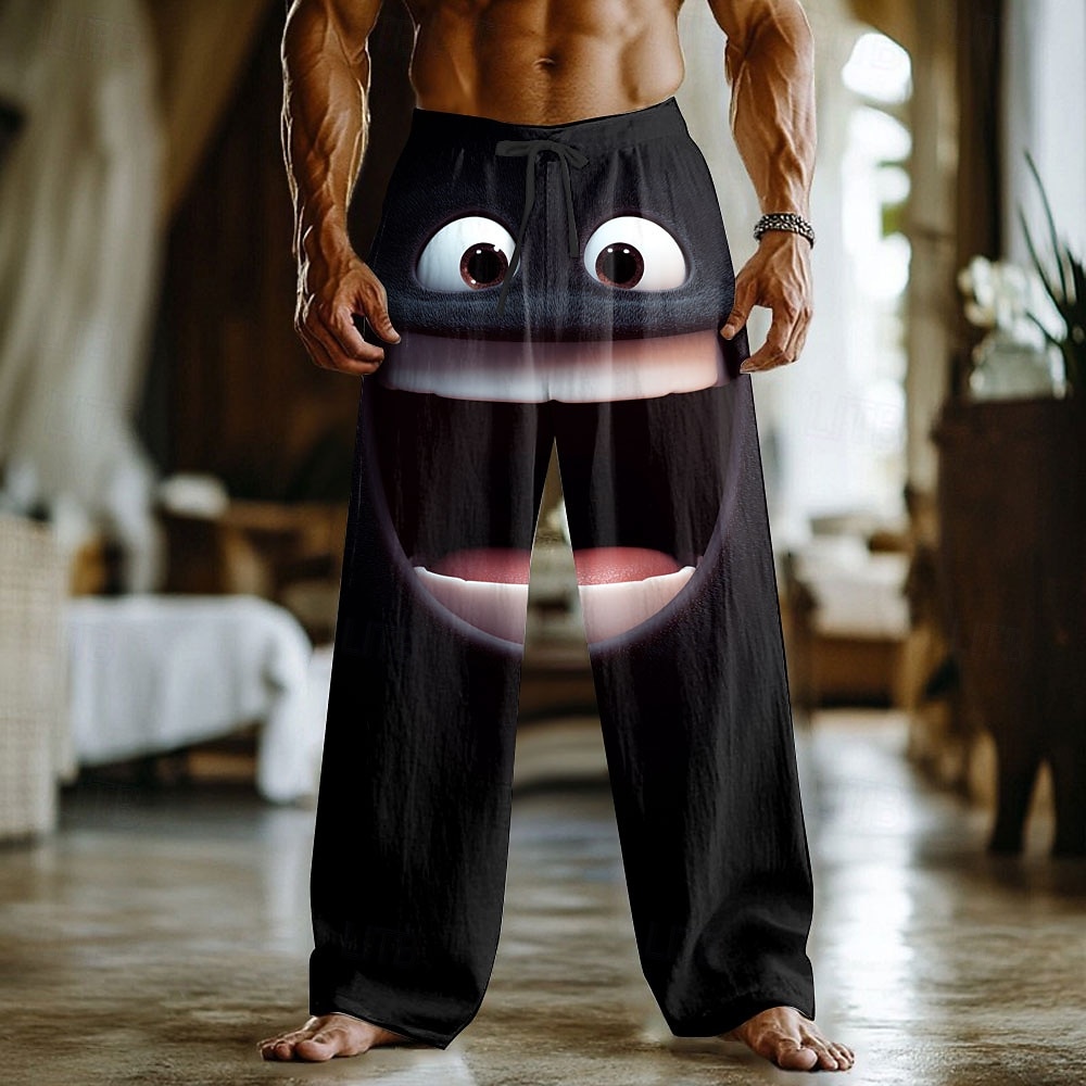 Herr 3D-seriefigur Le ansikte Långbyxor Säckiga byxor Casual byxor Medium Midja Rolig Utomhus Semester Hem Elastisk dragsko i midjan Linneliknande byxor med fickor Vår Höst 3D-tryck Svart 1 Svart 3 2025 - $25.99 –P4