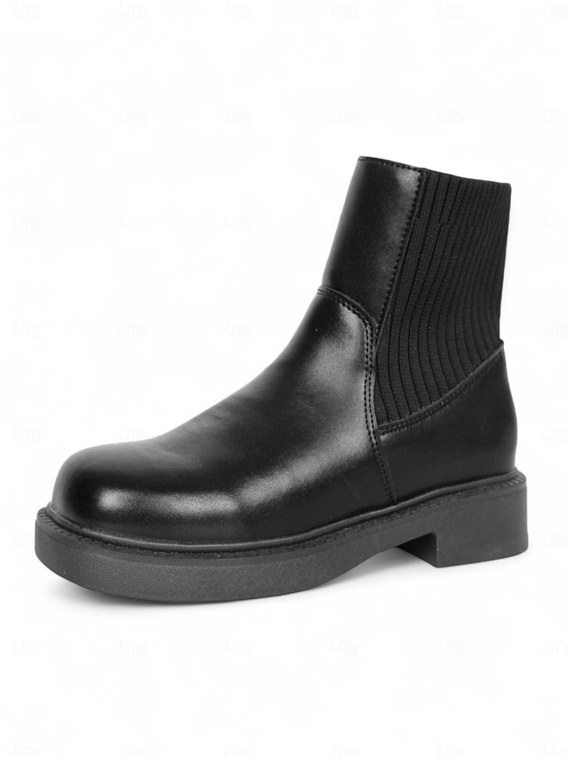Botines Chelsea negros para mujer: botines de piel sintética con paneles laterales elásticos para el estilo urbano, el trabajo y los looks informales de otoño. 2025 - $32.99 –P2