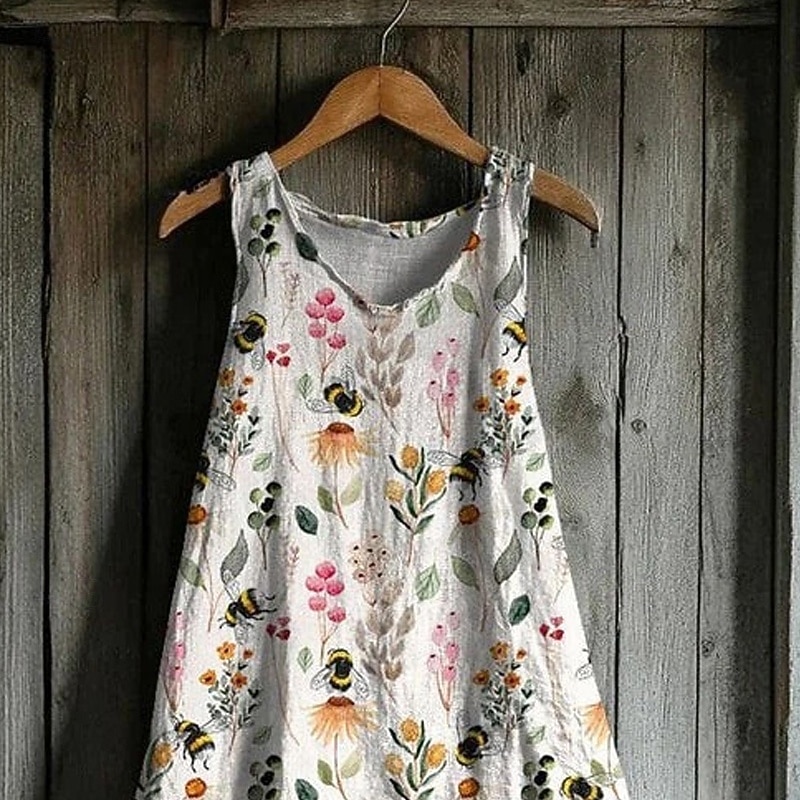 Femmes Robe Midi Robe Décontractée Robe d'été Mode Moderne Quotidien Plage Week-end Coupe régulière Fleur Sans manches Col en V Blanche Été Printemps de 2025 ? $19.99 –P2