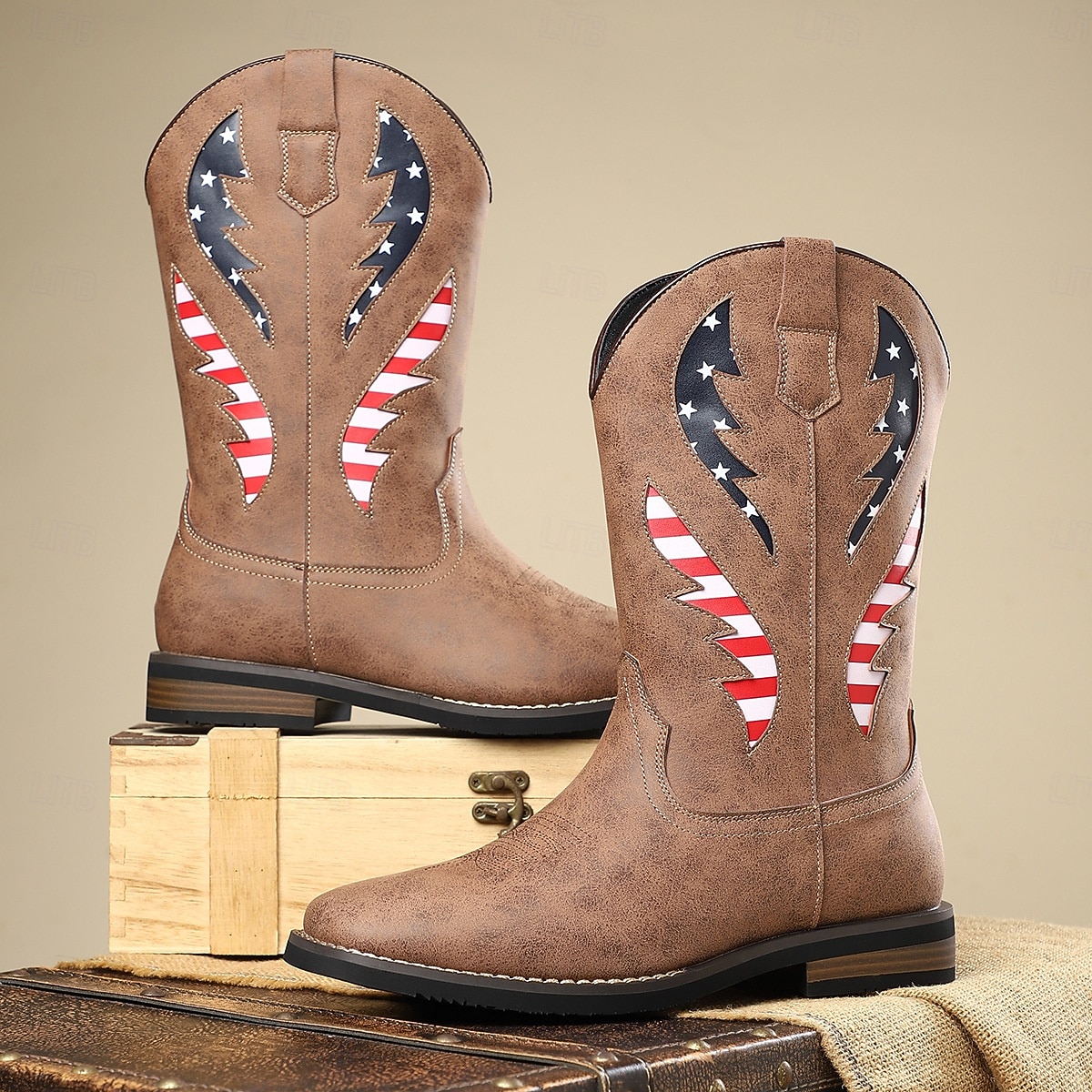 Per uomo Stivali Stivali da Cowboy Retrò Camminata Vintage Casual All'aperto Quotidiano Pelle PU Camoscio Confortevole Antiscivolo Caldo Stivali a Metà Polpaccio Slip-on Nero Marrone Cachi Estate del 2026 a $64.99 –P9