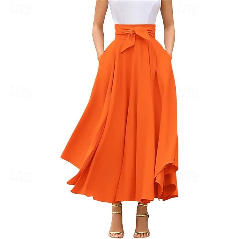 Pentru femei Fustă Leagăn Modă Casual Maxi Talie Înaltă Fuste Tiv neregulat Micro-elastic Casul / Zilnic Sfârșit de săptămână Negru Alb Roșu-aprins Portocaliu Vară Poliester 2025 - $22.99 –P4
