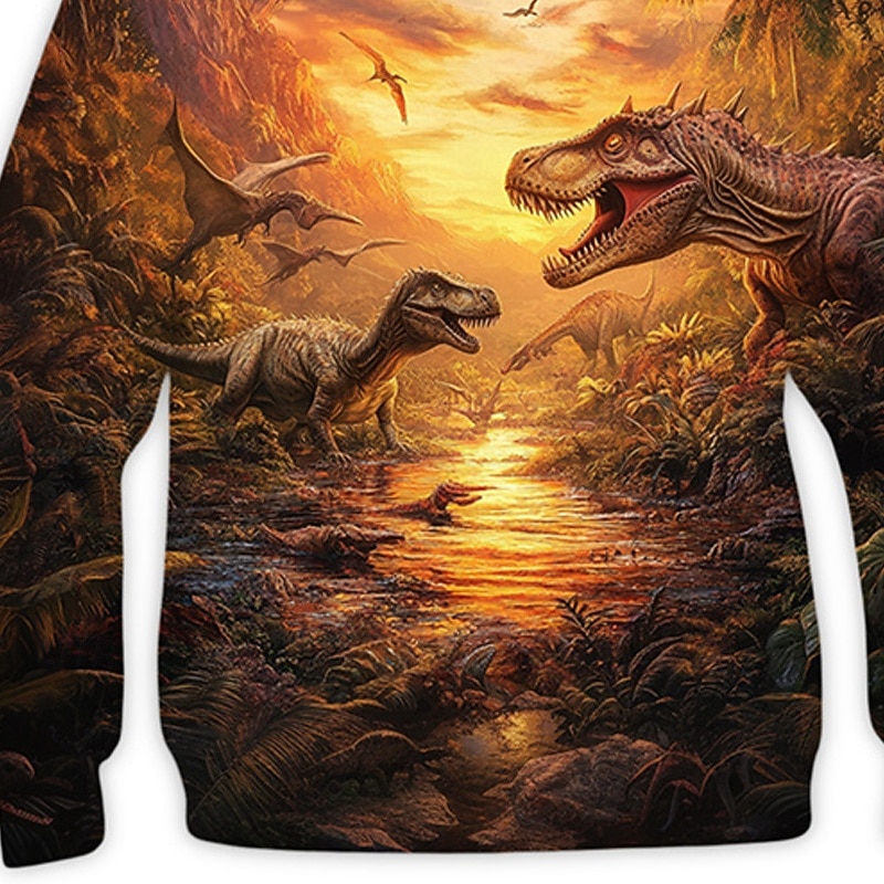 Pojkar 3D Dinosaurie Huvtröja Långärmad Vår Höst Mode Streetwear Barn 4-12 år Huva Utomhus Ledigt Dagligen Normal 2025 - $18.99 –P3