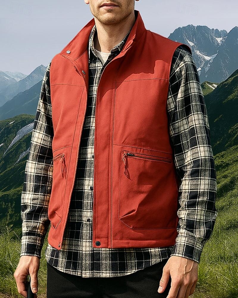 Herren Anglerweste Cargo-Weste Ärmellos Weste Außen Wasserdicht Winddicht Multi-Funktion Winter Reißverschluss Polyester Schwarz Armeegrün Orange Jagd Angeln Klettern 2025 - $48.99 –P1