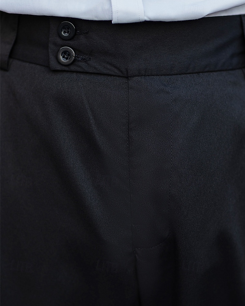Herren Anzughose Hose Chinos Stoffhosen Tasche Knöpfe Einfach Komfort Formell Party Arbeit Mode Klassicher Stil Schwarz Marineblau Mikroelastisch 2025 - $26.99 –P5