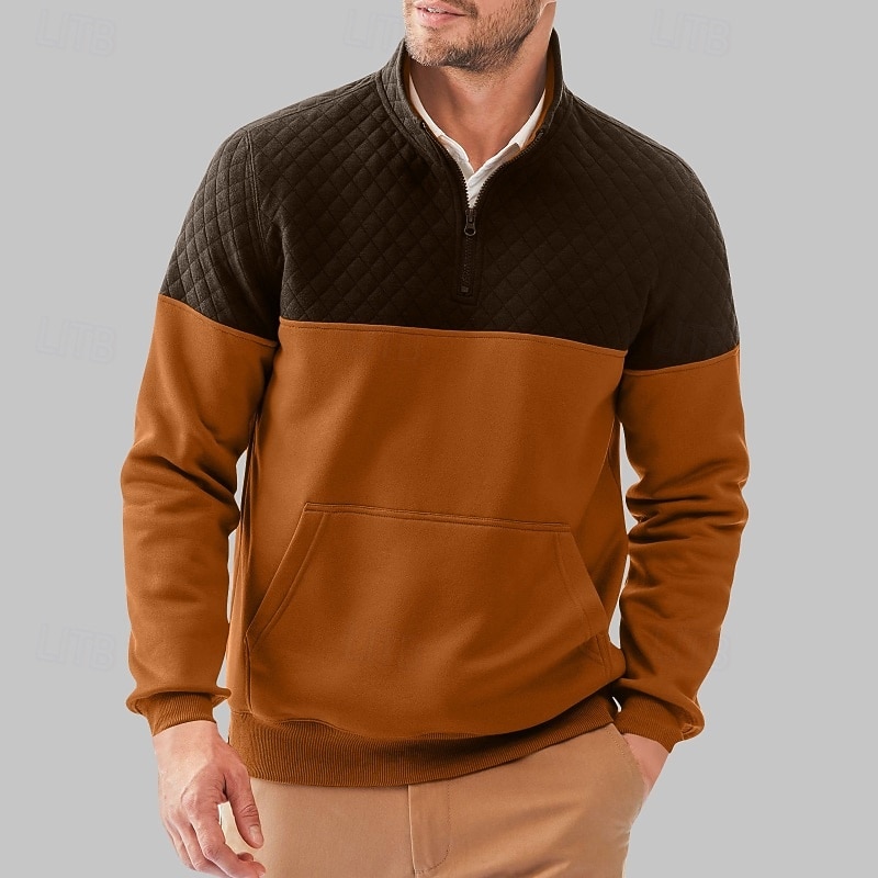 Homens Moletom Moletom Waffle Moletom de lã Moletom com capuz Moletom com zíper Preto Azul Marron Verde Cinzento Colarinho Clerical Tecido Patchwork Bloco de cor Desportos e Ar livre Casual Diário de 2025 por $32.99 –P1