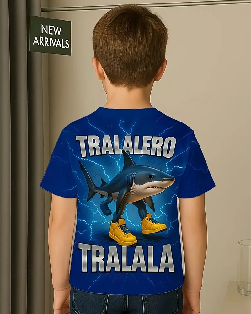 T-shirt graphique pour garçon Tralalero Tralala Shark - T-shirt d'été décontracté violet vif avec requin imprimé en 3D &Baskets design respirant col rond manches courtes haut pour un usage quotidien de 2025 ? $11.99 –P2