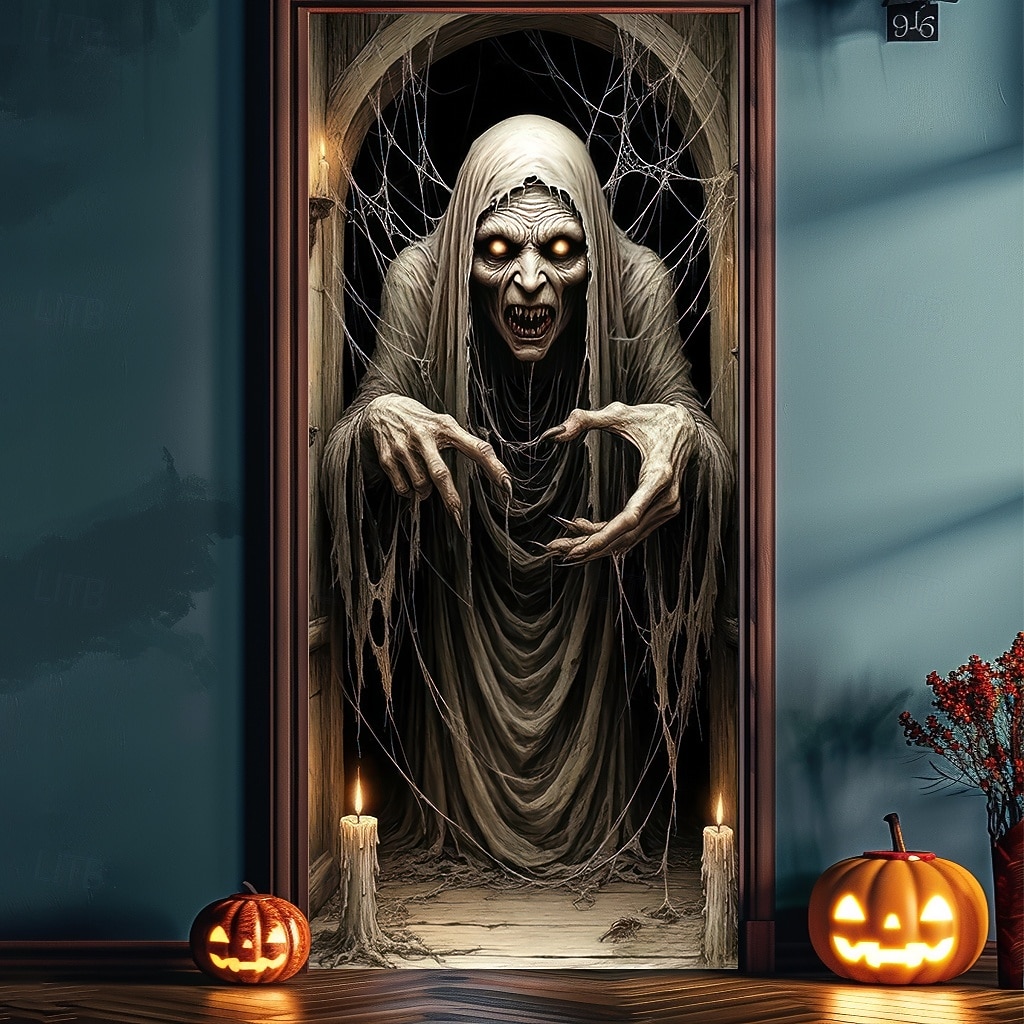 Ajtófedél Kültéri bannerek Csontváz Pszichedelikus Sötét Punk Gótikus Buli Szabadtéri Felvételi hátterek Bejárati ajtó Fali veranda Lakberendezés 2025 - $11.99 –P3