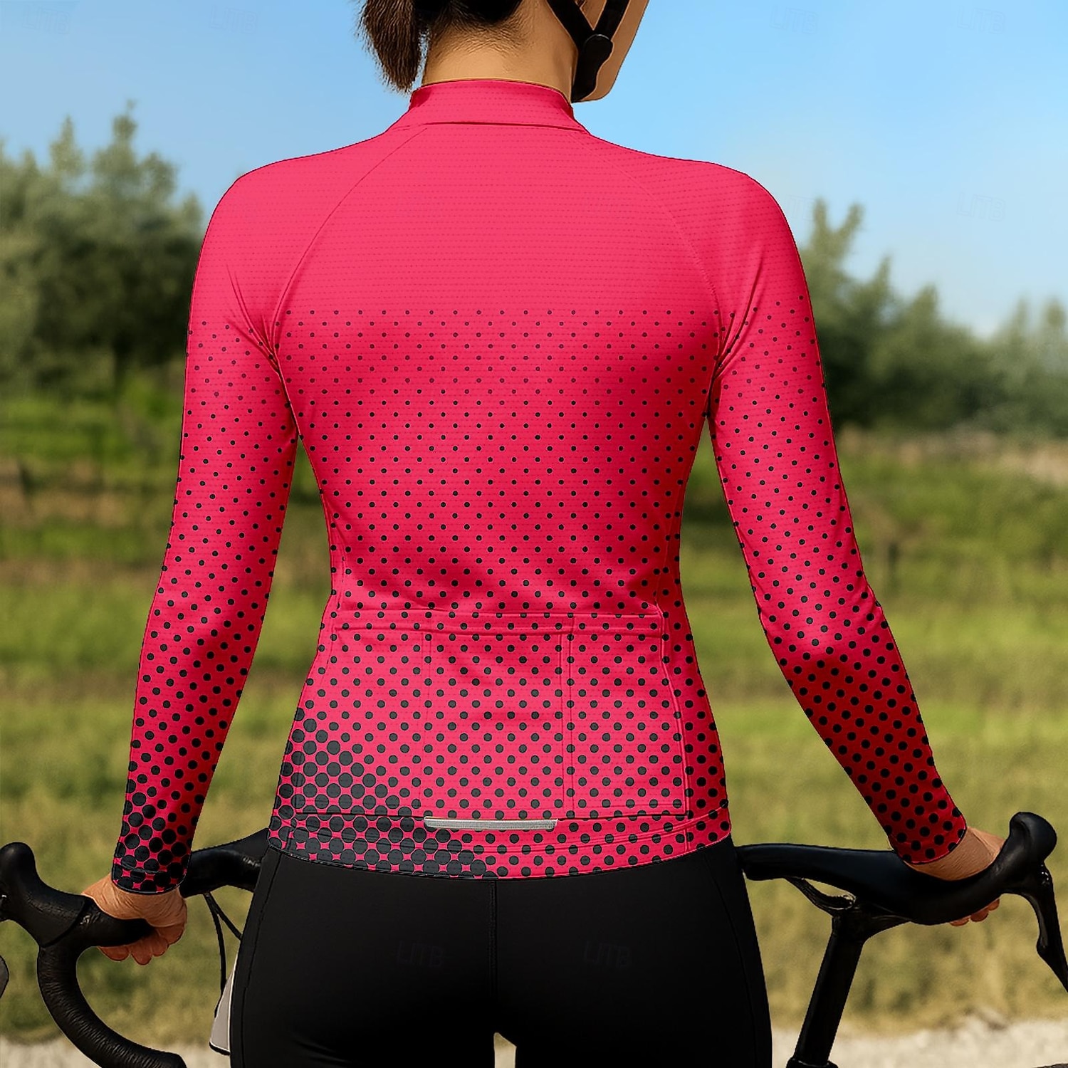 Mujer Maillot de Ciclismo Graphic A Lunares Degradado Manga Larga Bicicleta Maillot Camiseta con 3 bolsillos traseros Filtro Solar Resistente a los rayos UV Secado rápido Bandas Reflectantes Deportes 2026 - $34.99 –P2