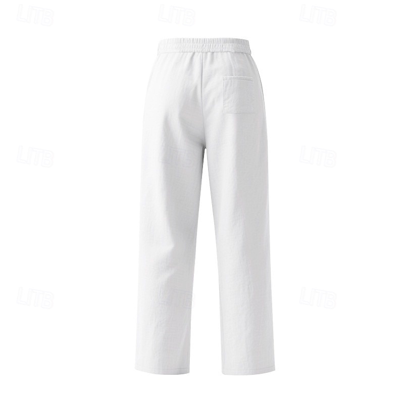 Homens Calças de linho Calças Calça verão Calças largas Calças de praia Com Cordão Bolsos Cintura elástica Tecido Conforto Respirável Comprimento total Férias Diário Feriado Férias Havaiana Preto de 2025 por $23.99 –P7