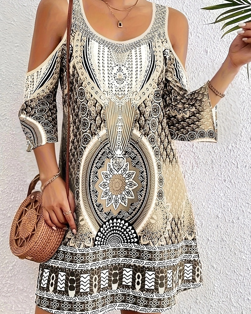 Femmes Robe Midi Robe bohème Classique Moderne Vacances Fête Sortir Coupe régulière Fleur Sans manches Col ras du cou Bleu Violet Marron Vert Automne de 2025 ? $19.99 –P14