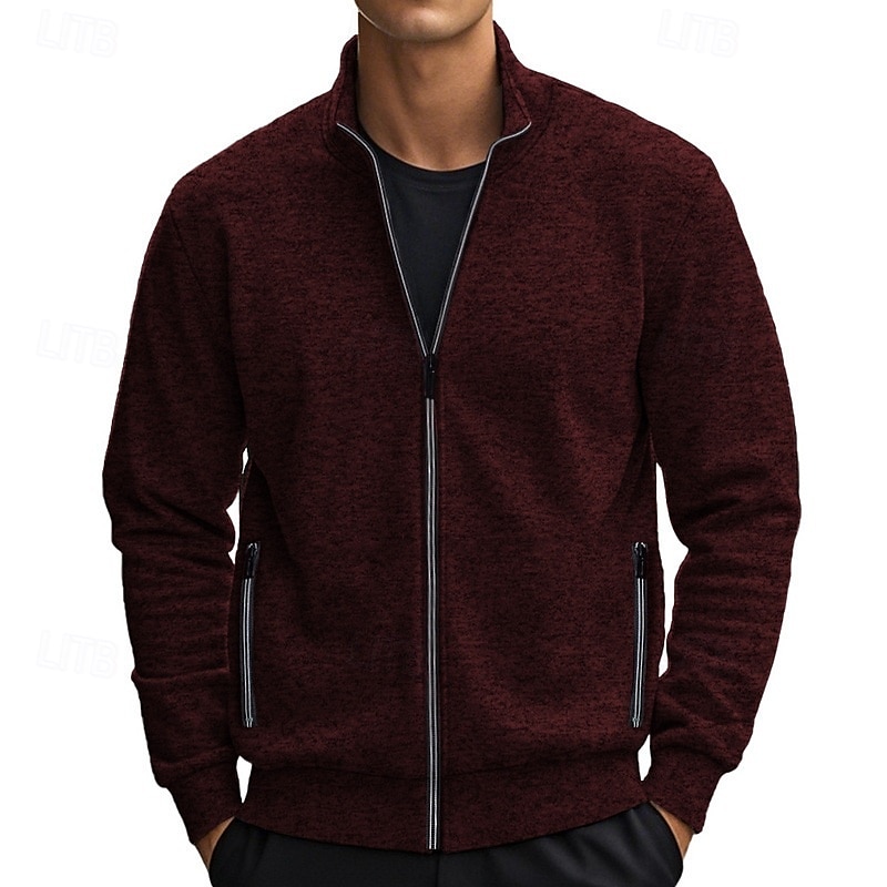 Hombre Sudadera Sudadera de polar Sudadera con cremallera completa Verde Ejército Burdeos Gris Claro Gris Oscuro Cuello Mao Plano Cremallera Deporte Casual Diario Ropa de calle Fresco Ropa deportiva 2025 - $27.99 –P2