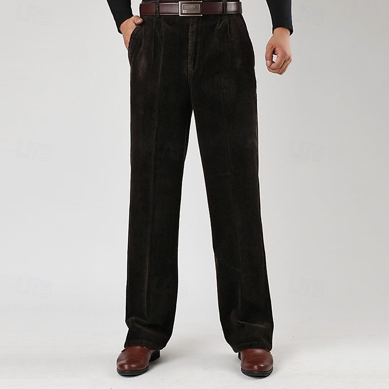 Herren Anzughose Cordhose Hose Chinos Tasche Knöpfe Einfach Komfort Formell Party Arbeit Mode Klassicher Stil Schwarz Marineblau Mikroelastisch 2025 - $41.99 –P14